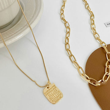 Punk Vintage Multi Layer Tag Pendant Necklace For Women