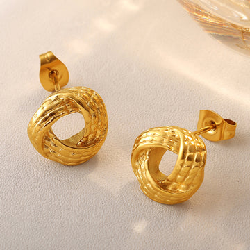 New Chinese Style Retro Twist Knot Snake Pattern Stud Earrings, Titanium Steel Asymmetric Chanel-style Earrings For Fairy-like Elegance