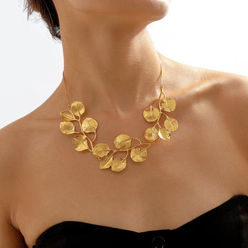 Luxury Leaf Earrings & Choker