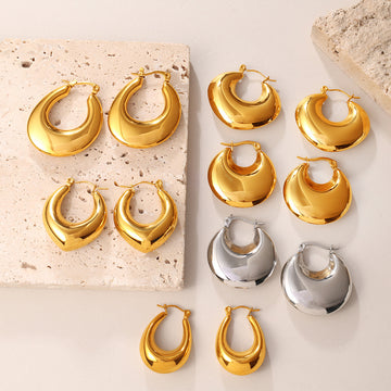 Gold C-Shaped Hoop Earrings – Simple & Versatile